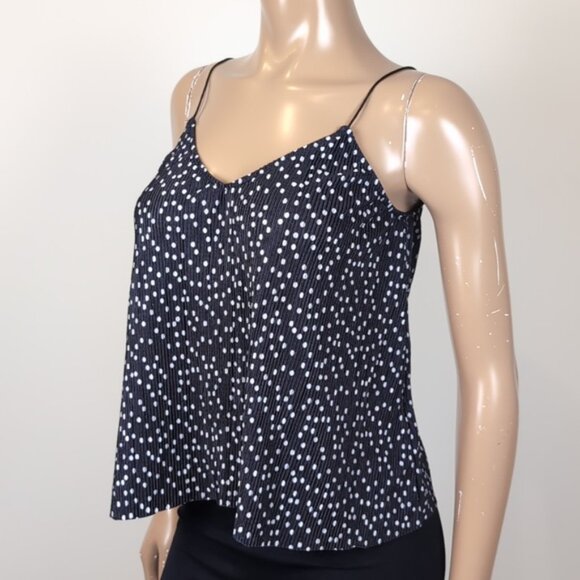 3/$20 Tally Reijl Relaxed Camisole Top Polka Dot Tank Womens Size Small Black - Picture 7 of 16